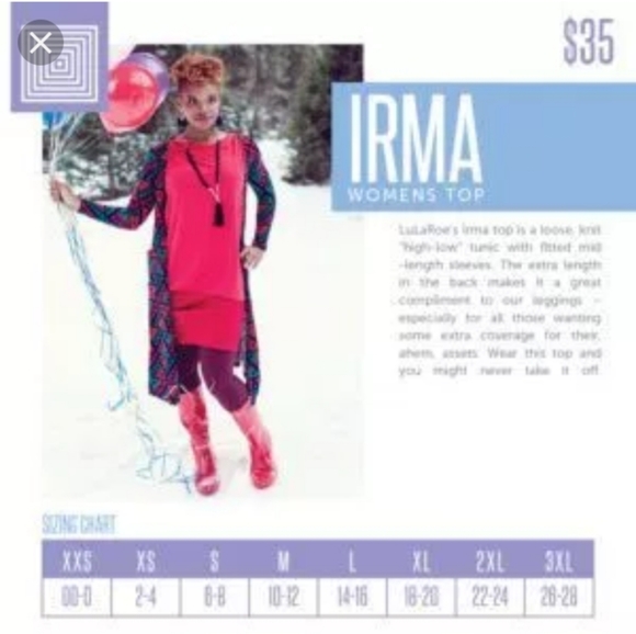 Lularoe extra small pink and gray Irma - Picture 5 of 5